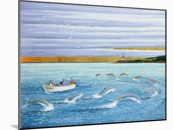 Dolphins Playing, 2004-Liz Wright-Mounted Giclee Print