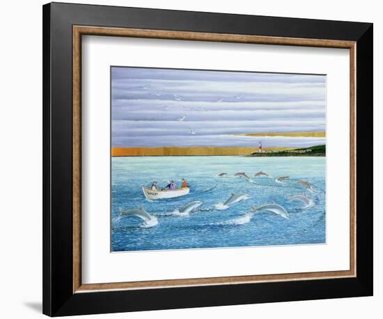 Dolphins Playing, 2004-Liz Wright-Framed Giclee Print