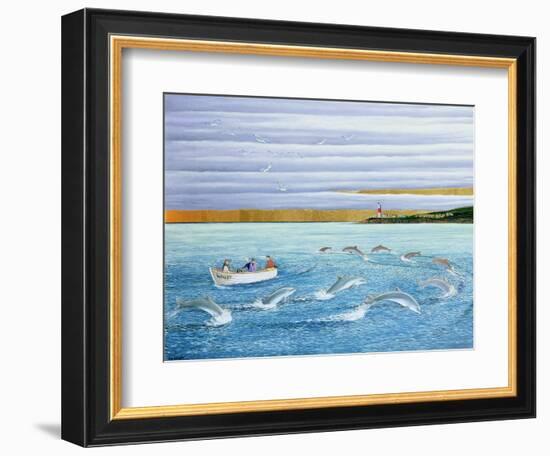 Dolphins Playing, 2004-Liz Wright-Framed Giclee Print