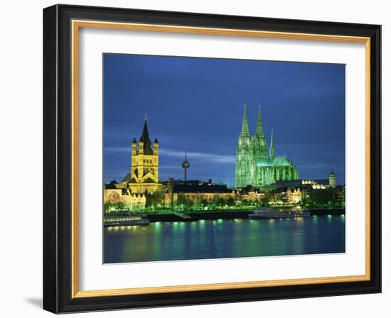 Dom Cathedral and the River Rhine, Cologne, Nord Rhein Westfalen, Germany, Europe-Gavin Hellier-Framed Photographic Print