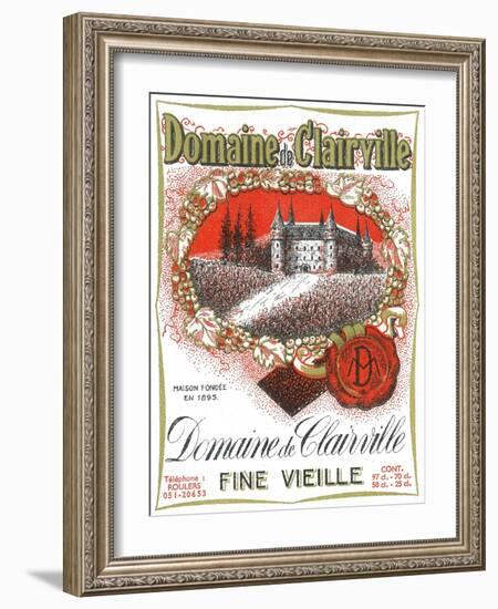 Domaine De Clairville Wine Label - Europe-Lantern Press-Framed Art Print