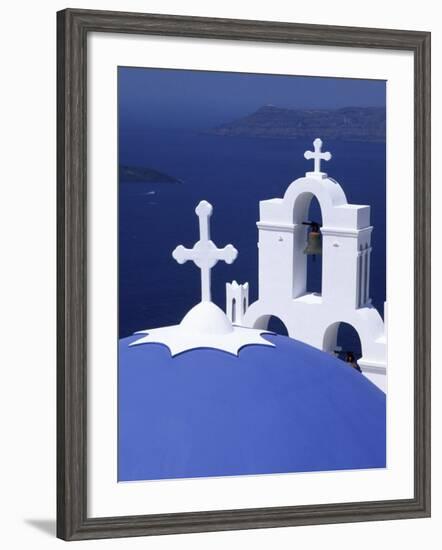 Dome and Crosses of Greek Church, Santorini, Greece-Bill Bachmann-Framed Photographic Print