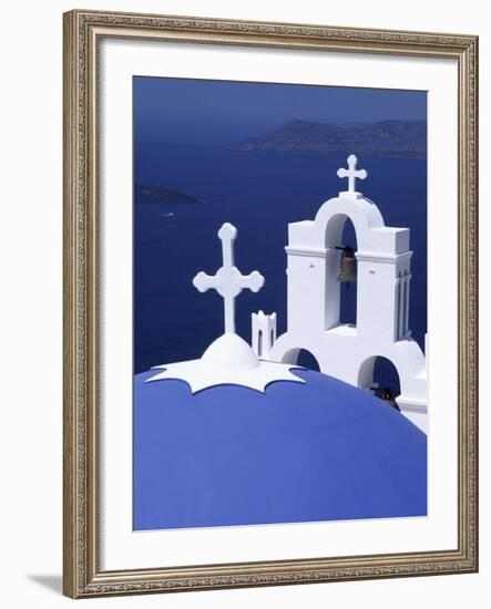 Dome and Crosses of Greek Church, Santorini, Greece-Bill Bachmann-Framed Photographic Print