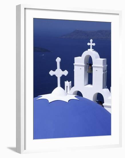 Dome and Crosses of Greek Church, Santorini, Greece-Bill Bachmann-Framed Photographic Print