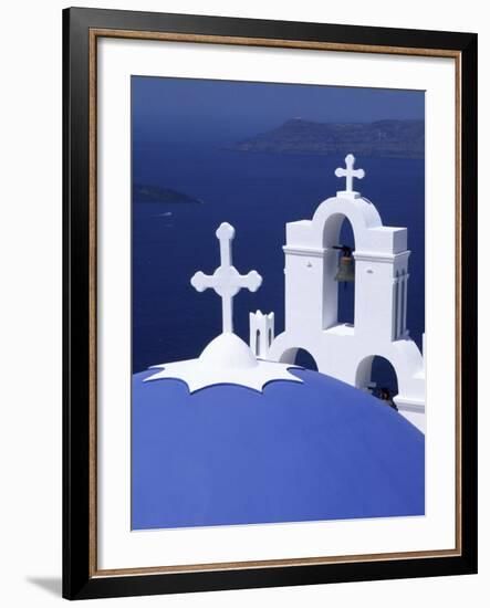 Dome and Crosses of Greek Church, Santorini, Greece-Bill Bachmann-Framed Photographic Print