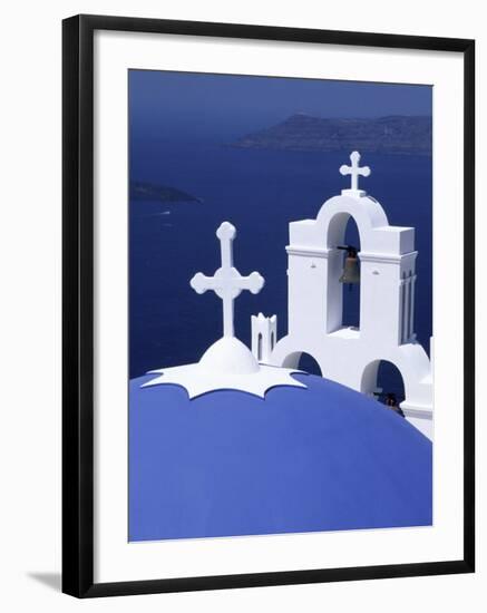 Dome and Crosses of Greek Church, Santorini, Greece-Bill Bachmann-Framed Photographic Print