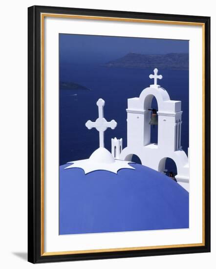 Dome and Crosses of Greek Church, Santorini, Greece-Bill Bachmann-Framed Photographic Print