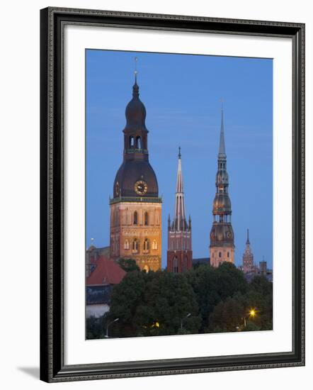 Dome Cathedral, St. Peter's, St. Saviour's Churches, Riga, Latvia-Doug Pearson-Framed Photographic Print