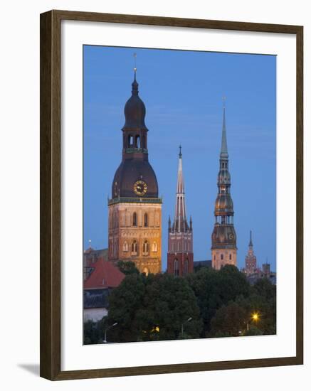 Dome Cathedral, St. Peter's, St. Saviour's Churches, Riga, Latvia-Doug Pearson-Framed Photographic Print