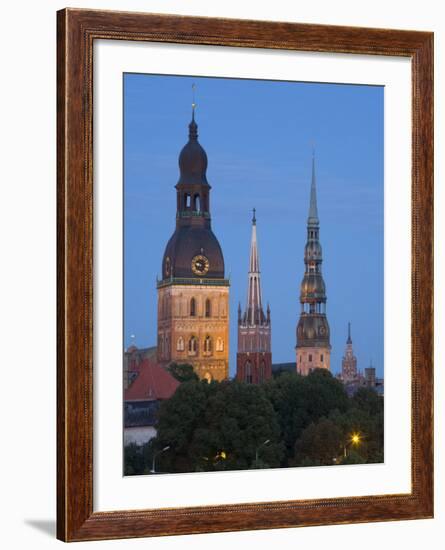 Dome Cathedral, St. Peter's, St. Saviour's Churches, Riga, Latvia-Doug Pearson-Framed Photographic Print