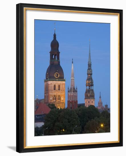 Dome Cathedral, St. Peter's, St. Saviour's Churches, Riga, Latvia-Doug Pearson-Framed Photographic Print