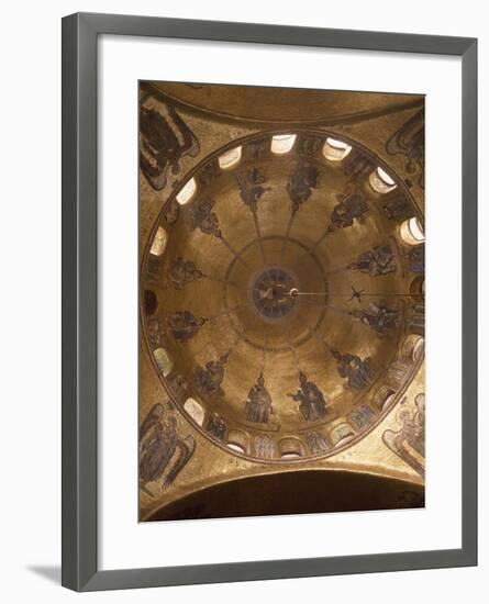 Dome of Pentecost, Mosaic in St. Mark's Basilica, Venice, Italy, 12th Century-null-Framed Giclee Print