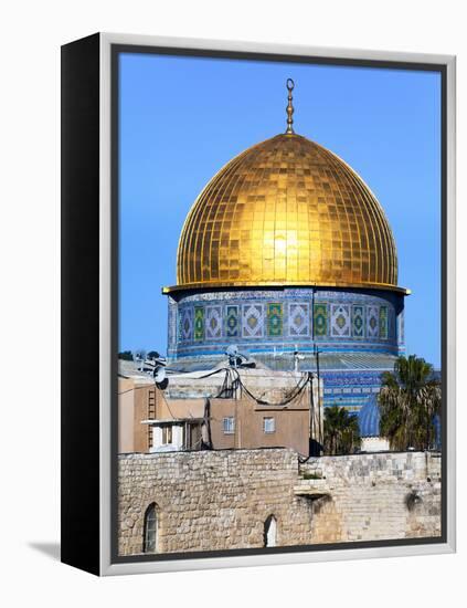 Dome of Rock Above Western Wall Plaza, Old City, UNESCO World Heritage Site, Jerusalem, Israel-Gavin Hellier-Framed Premier Image Canvas