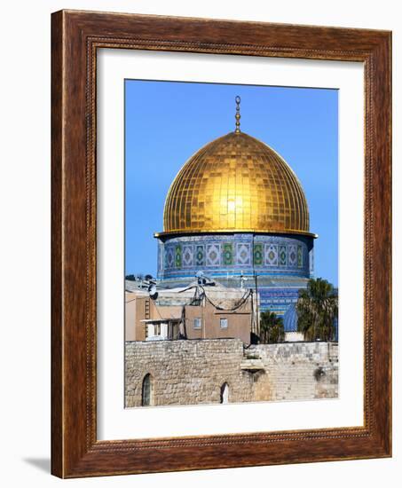 Dome of Rock Above Western Wall Plaza, Old City, UNESCO World Heritage Site, Jerusalem, Israel-Gavin Hellier-Framed Photographic Print