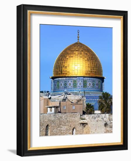 Dome of Rock Above Western Wall Plaza, Old City, UNESCO World Heritage Site, Jerusalem, Israel-Gavin Hellier-Framed Photographic Print