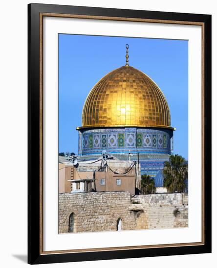 Dome of Rock Above Western Wall Plaza, Old City, UNESCO World Heritage Site, Jerusalem, Israel-Gavin Hellier-Framed Photographic Print