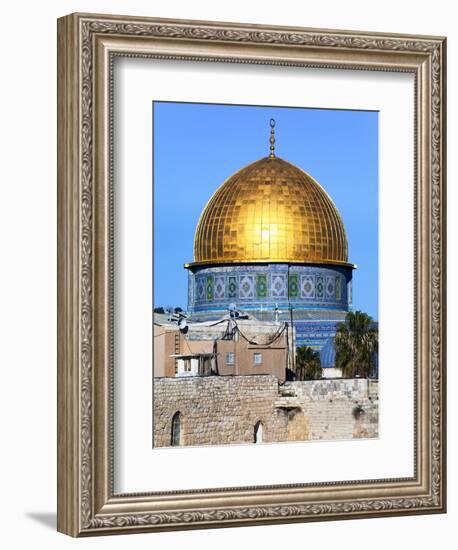 Dome of Rock Above Western Wall Plaza, Old City, UNESCO World Heritage Site, Jerusalem, Israel-Gavin Hellier-Framed Photographic Print