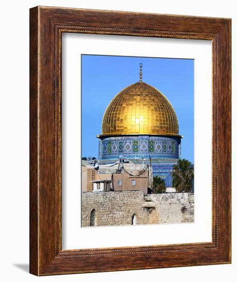 Dome of Rock Above Western Wall Plaza, Old City, UNESCO World Heritage Site, Jerusalem, Israel-Gavin Hellier-Framed Photographic Print