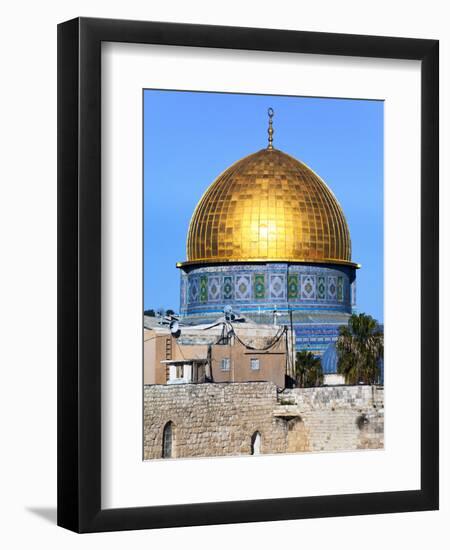 Dome of Rock Above Western Wall Plaza, Old City, UNESCO World Heritage Site, Jerusalem, Israel-Gavin Hellier-Framed Photographic Print