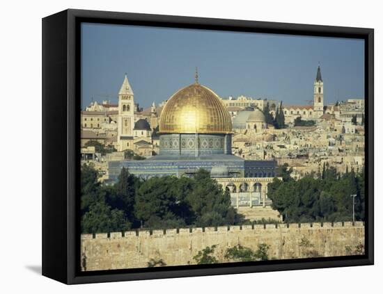 Dome of the Rock and Temple Mount from Mount of Olives, Jerusalem, Israel, Middle East-Simanor Eitan-Framed Premier Image Canvas