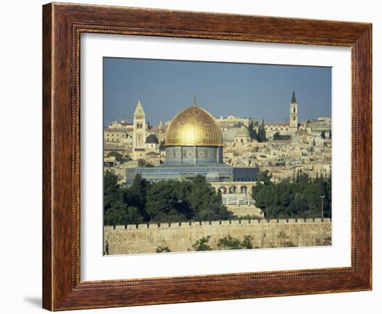 Dome of the Rock and Temple Mount from Mount of Olives, Jerusalem, Israel, Middle East-Simanor Eitan-Framed Photographic Print