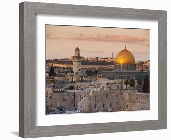 Dome of the Rock and the Western Wall, Jerusalem, Israel, Middle East-Michael DeFreitas-Framed Photographic Print