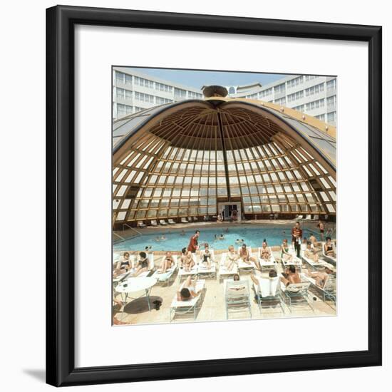 Dome over Swimming Pool as Guests are Served Cocktails at International Inn, Washington DC, 1963-Yale Joel-Framed Photographic Print