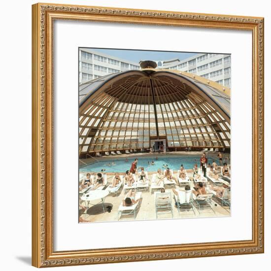 Dome over Swimming Pool as Guests are Served Cocktails at International Inn, Washington DC, 1963-Yale Joel-Framed Photographic Print