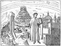 Dante and His Poem the 'Divine Comedy', 1465 (Tempera on Panel)-Domenico di Michelino-Framed Giclee Print