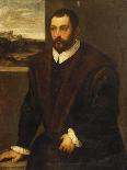 Portrait of a Bearded Gentleman Wearing a Fur-Trimmed Black Costume-Domenico Tintoretto-Giclee Print