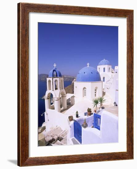 Domes and Bell Tower of Blue and White Christian Church, Oia, Santorini, Aegean Sea, Greece-Sergio Pitamitz-Framed Photographic Print