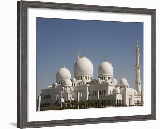 Domes and Minaret of the New Sheikh Zayed Bin Sultan Al Nahyan Mosque, Grand Mosque, Abu Dhabi-Martin Child-Framed Photographic Print