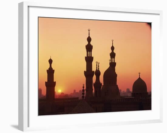 Domes and Minarets Silhouetted at Sunset, Cairo, Egypt, North Africa, Africa-null-Framed Photographic Print