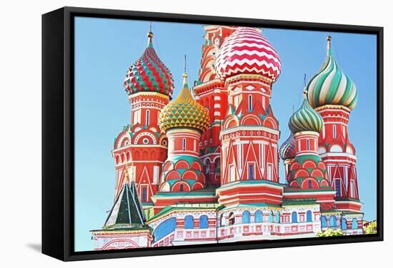 Domes Of The Famous Head Of St. Basil'S Cathedral On Red Square, Moscow, Russia-gelia78-Framed Stretched Canvas