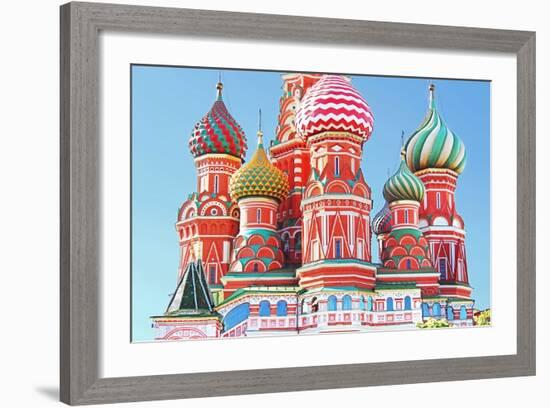 Domes Of The Famous Head Of St. Basil'S Cathedral On Red Square, Moscow, Russia-gelia78-Framed Premium Giclee Print