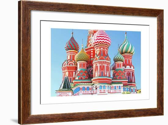 Domes Of The Famous Head Of St. Basil'S Cathedral On Red Square, Moscow, Russia-gelia78-Framed Premium Giclee Print