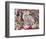 Domestic Cat, British Shorthaired Silver Spotted Tabby with Her 8-Week Kitten Among Flowers-Jane Burton-Framed Premium Photographic Print