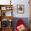 Domestic Cat, Brown Ticked Tabby Kitten, Under Blanket with Teddy Bear-Jane Burton-Framed Photographic Print displayed on a wall