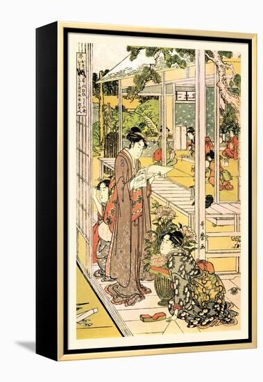 Domestic Scene-Kitagawa Utamaro-Framed Stretched Canvas
