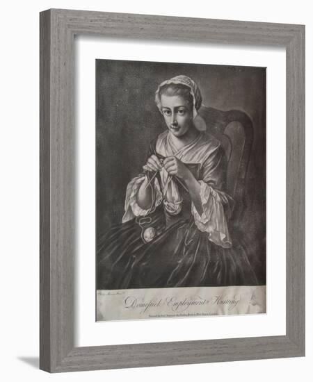 Domestick Employment Knitting (Mezzotint)-Richard Houston-Framed Giclee Print