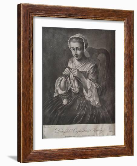 Domestick Employment Knitting (Mezzotint)-Richard Houston-Framed Giclee Print