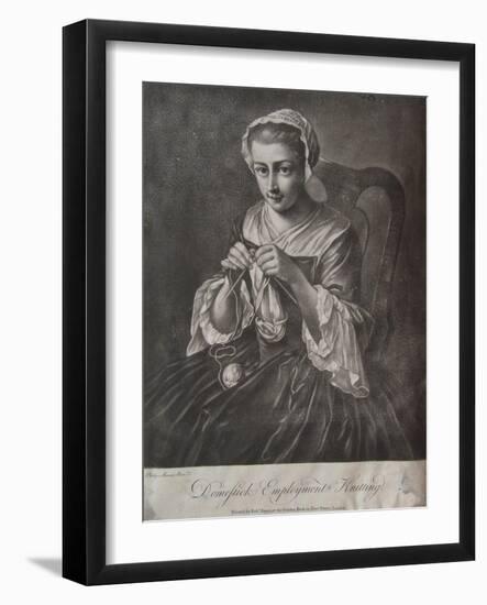 Domestick Employment Knitting (Mezzotint)-Richard Houston-Framed Giclee Print