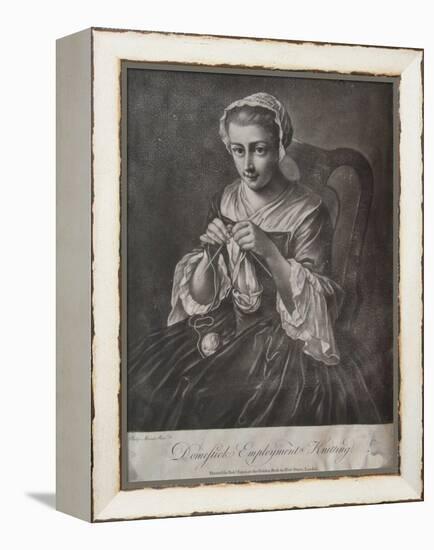 Domestick Employment Knitting (Mezzotint)-Richard Houston-Framed Premier Image Canvas