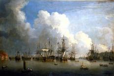 Seven Years' War (1756-1763): French Warships Attacking the British Fleet off Quebec City (Canada)-Dominic Serres-Mounted Giclee Print