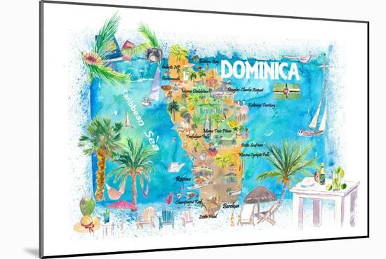 Dominica Antilles Illustrated Travel Map with Roads and Highlights-M. Bleichner-Mounted Art Print