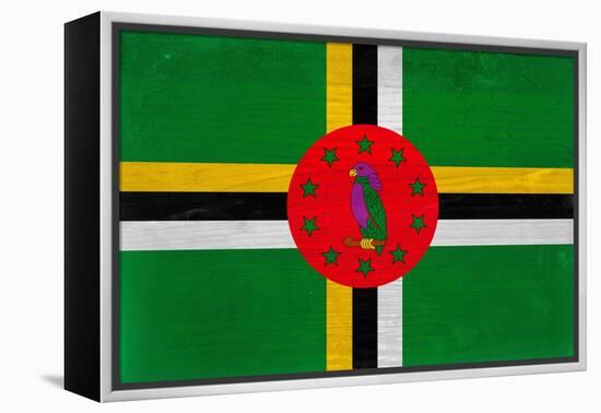 Dominica Flag Design with Wood Patterning - Flags of the World Series-Philippe Hugonnard-Framed Stretched Canvas