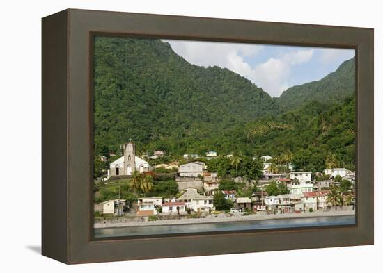 Dominica, Roseau, View of Villages South of Roseau on the Green Hills-Anthony Asael-Framed Premier Image Canvas