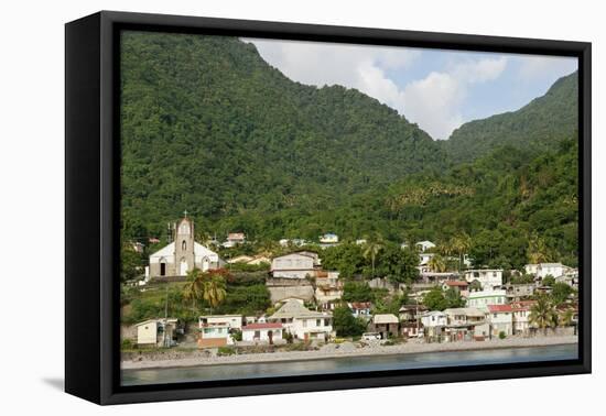 Dominica, Roseau, View of Villages South of Roseau on the Green Hills-Anthony Asael-Framed Premier Image Canvas