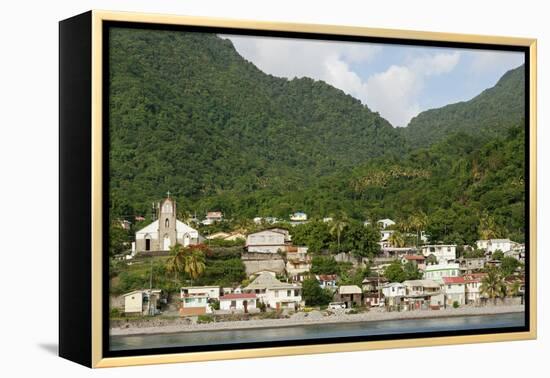 Dominica, Roseau, View of Villages South of Roseau on the Green Hills-Anthony Asael-Framed Premier Image Canvas