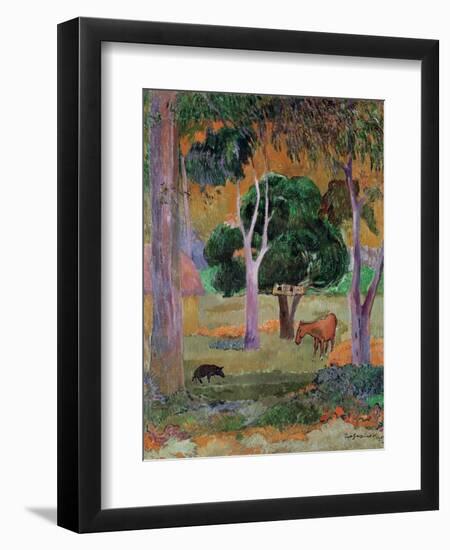 Dominican Landscape Or, Landscape with a Pig and Horse, 1903-Paul Gauguin-Framed Giclee Print